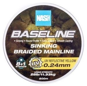 Šnúra Baseline Sinking Braid UV Yellow 0,28mm 600m